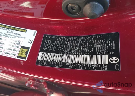 2024 Toyota Corolla Le z USA, uszkodzony, nr VIN 5YFB4MDE6RP104344